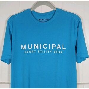 Municipal Sport Utility Gear Shirt Mens Small Aqua Stretch Performance Workout